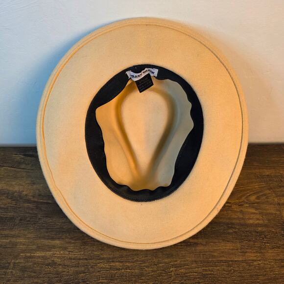 Crazy Train 100% Wool Wide Brim Fedora Hat Western Rancher Tan 57cm